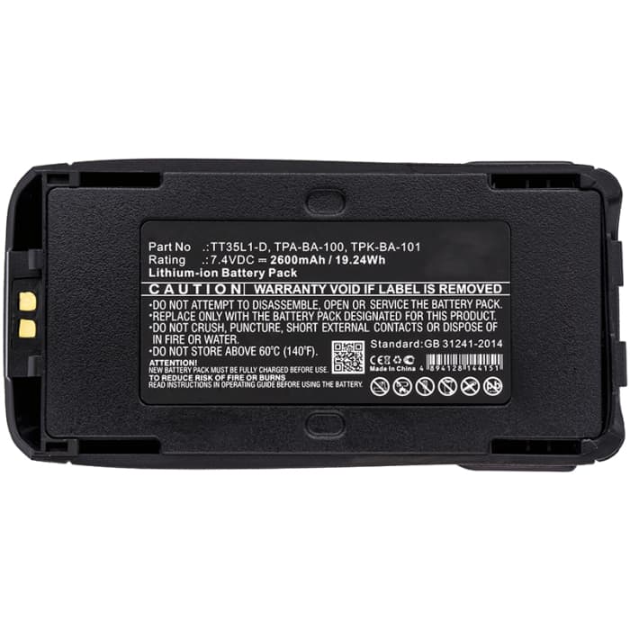 Bateria Tait TT35L1-D 2600mAh - , Batería recargable para Tait TP8100 TP8110 TP8115 TP8120 TP8135 TP8140 TP9300 TP9400 TPA-BA-100