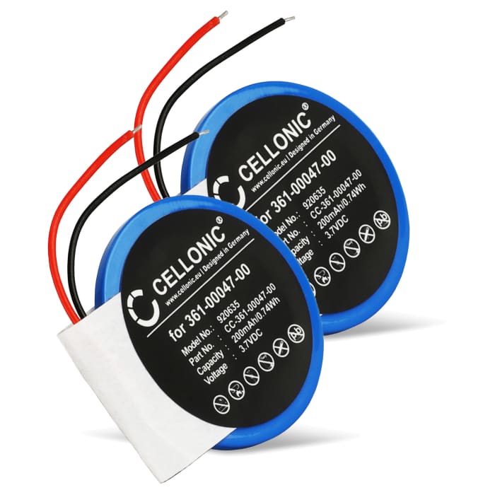 2x Batteria sostitutiva 361-00047-00 361-00064-00 per Garmin Forerunner 210, 110, S1 / Approach S4, S3, S2, S1 Affidabile ricambio da 200mAh per orologio smartwatch bracciale fitness tracker