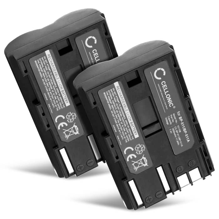 2x Batteria BP-511,-512,-514,BP-508 per fotocamera Canon EOS 5D EOS 50D, EOS 40D, EOS 30D 300D, EOS 20D 20Da, EOS 10D, EOS D60, Canon PowerShot G3 G5 G6 G1 G2, Pro1, Canon MV700 MV500 MC300, Canon Optura, Canon ZR, Canon FV Affidabile ricambio da 1600mAh,