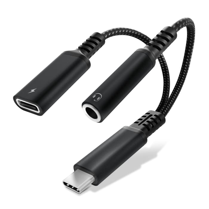 Adaptador de USB C a jack y carga rápida de 60 W, adaptador 2en1 de tipo C a auriculares de 3,5 mm