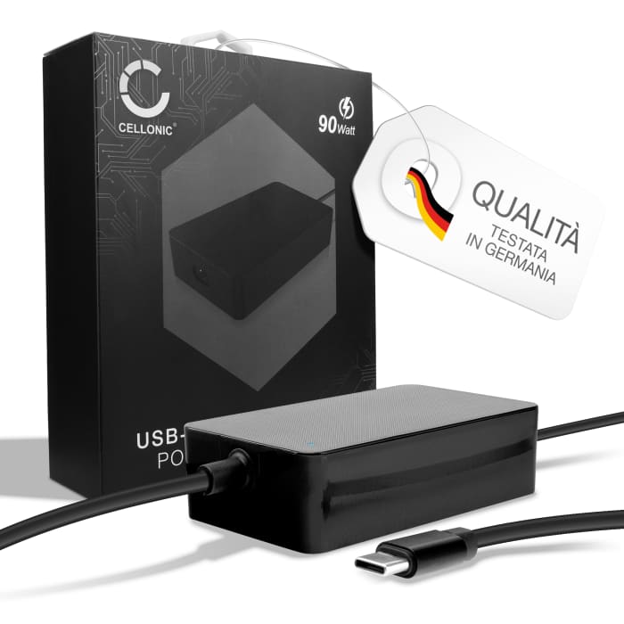 Caricabatteria per USB C Notebooks, Tablets, Smartphones, 90W 4.5A Caricatore 2.9m con spina europea