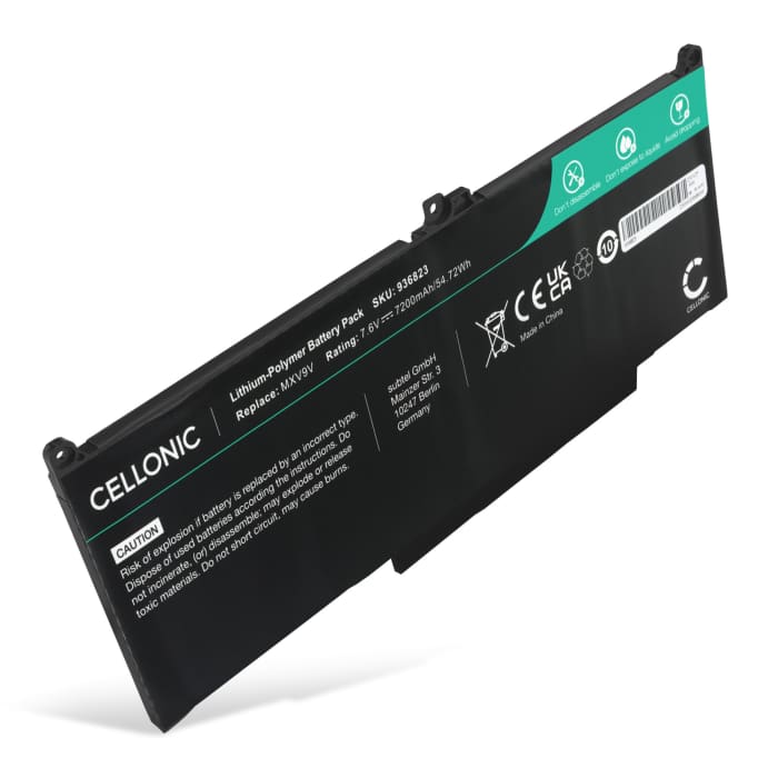 Batterij voor Dell Latitude 13 7300, 13 5300, 14 7400, 7300-P99G, MXV9V, 05VC2M Laptop - 7200mAh 7.6V 