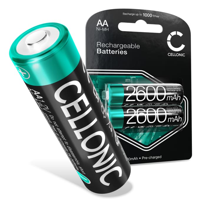 Cellonic® baterías recargables AA - 2600mAh, vienen cargadas, larga duración - 2x pilas AA Mignon HR6 LR6