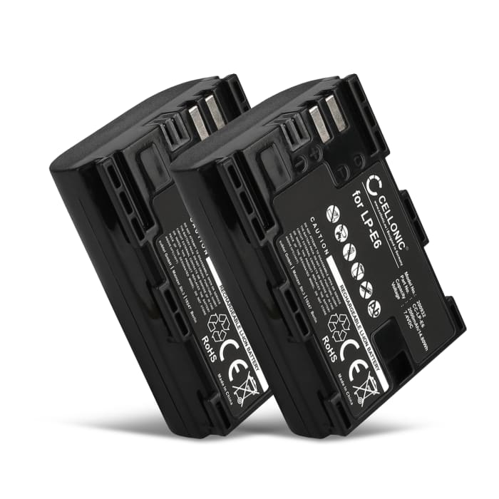 2x Batteria LP-E6 LP-E6N per fotocamera Canon EOS 5D Mark II III IV EOS 5DS R EOS 60D 60Da 6D Mark II EOS 70D EOS 7D Mark II EOS 80D EOS R Affidabile ricambio da 2000mAh, marca CELLONIC®