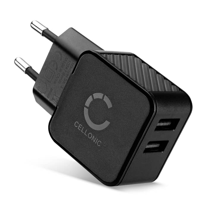 Snel opladende USB-oplader: Oplader voor mobiele telefoons, smartphones, tablets, luidsprekers en nog veel meer - Oplaadadadadapter met 2 compartimenten en dubbele aansluiting van 3,4 A 17 W - Meervoudige oplaadstekker voor stopcontact