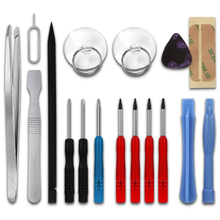 Precision tool set 17-part for reparation, changing battery of smartphones, tablets and notebooks