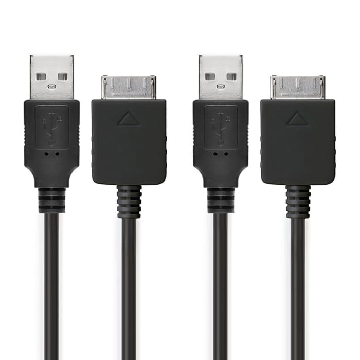 2x USB Kabel compatibel met Sony Walkman NW-A55L NWZ-ZX2 NWZ-A15 A10 NWZ-A816 A818 NWZ-E858 NWZ-ZX1 ZX100 - 1m Oplaadkabel Data Snoer MP3 speler zwart