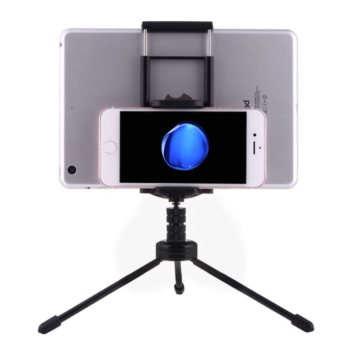 Mini Tablet Desk Stand Plinth and Phone Tripod Holder for Desktop and Table Top - Universal Smartphone and Tablet Tripod for iPad iPad Air / Pro iPhone Galaxy Huawei