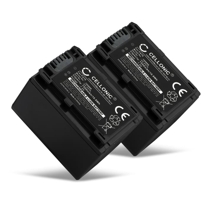 2x Bateria Sony NP-FV70 NP-FV100 1500mAh - NP-FV70, Batería recargable para camaras Sony FDR-AX53 FDR-AX33 FDR-AX100E HDR-CX280 HDR-CX305 HDR-CX425 HDR-CX570 HDR-CX625 HDR-CX730