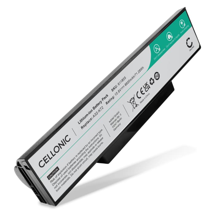 Batterij voor ASUS X73S, X72J, X72D, A73S, K73S, K73SV, N73J, ASUS A32-K72 Laptop - 6600mAh 10.8V - 11.1V 