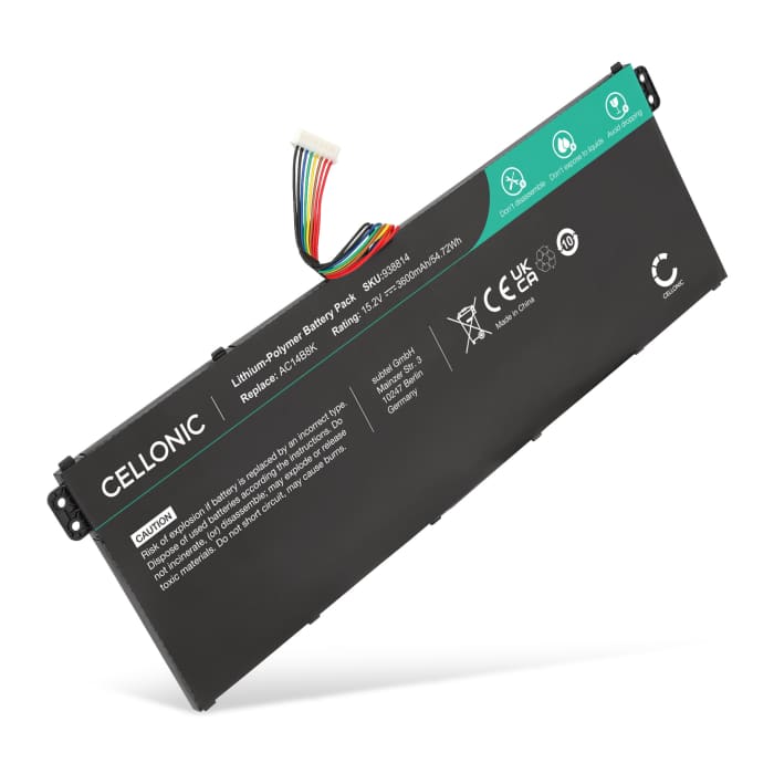 Battery for Acer Aspire R3, R3-131T, ES1-572, Chromebook 11 C730E-C07S, C730E-C555, AC14B3K 15.2V 3600mAh from CELLONIC