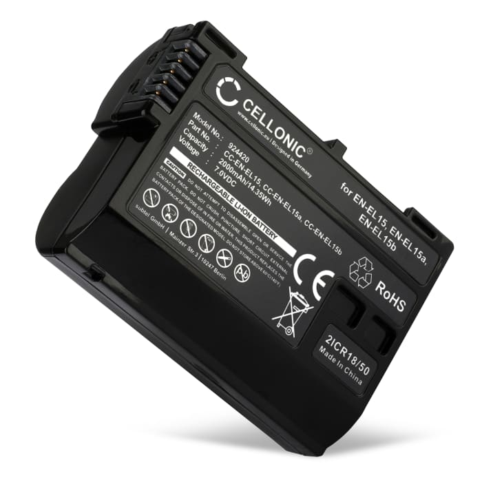 Batteria compatibile Nikon EN-EL15, EN-EL15b EN-EL15a per Nikon 1 V1 D7000 D7100 D7200 D750 D7500 D500 D600 D610 D800 D800E D810 D810A D810E D850 ricambio da 2000mAh