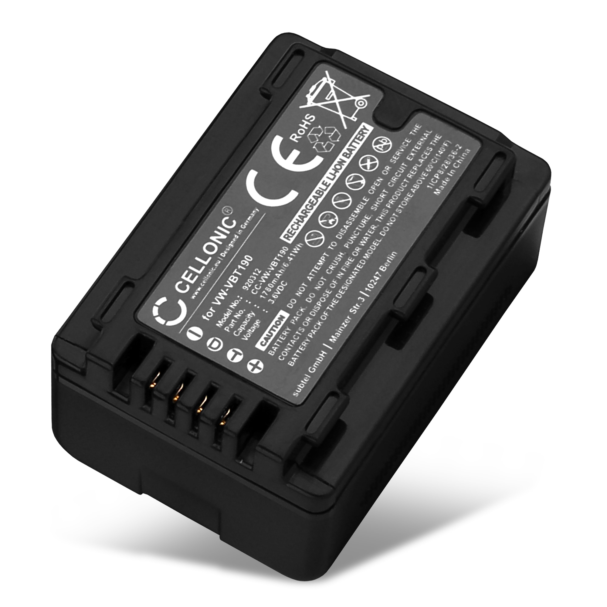 1780mAh Panasonic Kamera Ersatz Akku VWVBT190 VWVKB180 VBY100 1780mAh Panasonic Kamera Ersatz Akku VWVBT190 VWVKB180 VBY100