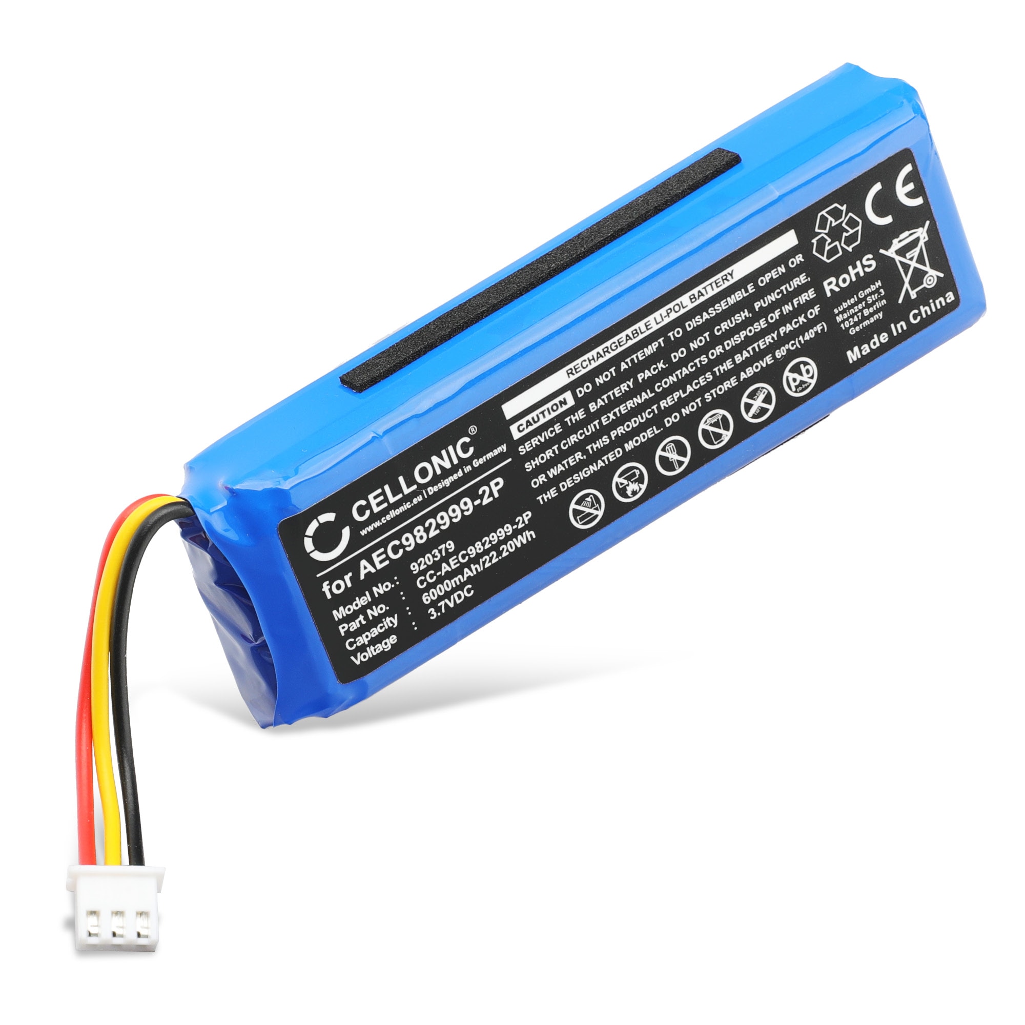 Batteria Di Ricambio Per JBL Charge (2013) – 6000mAh 3.7V LiPo – Sostituisce AEC982999-2P - 3