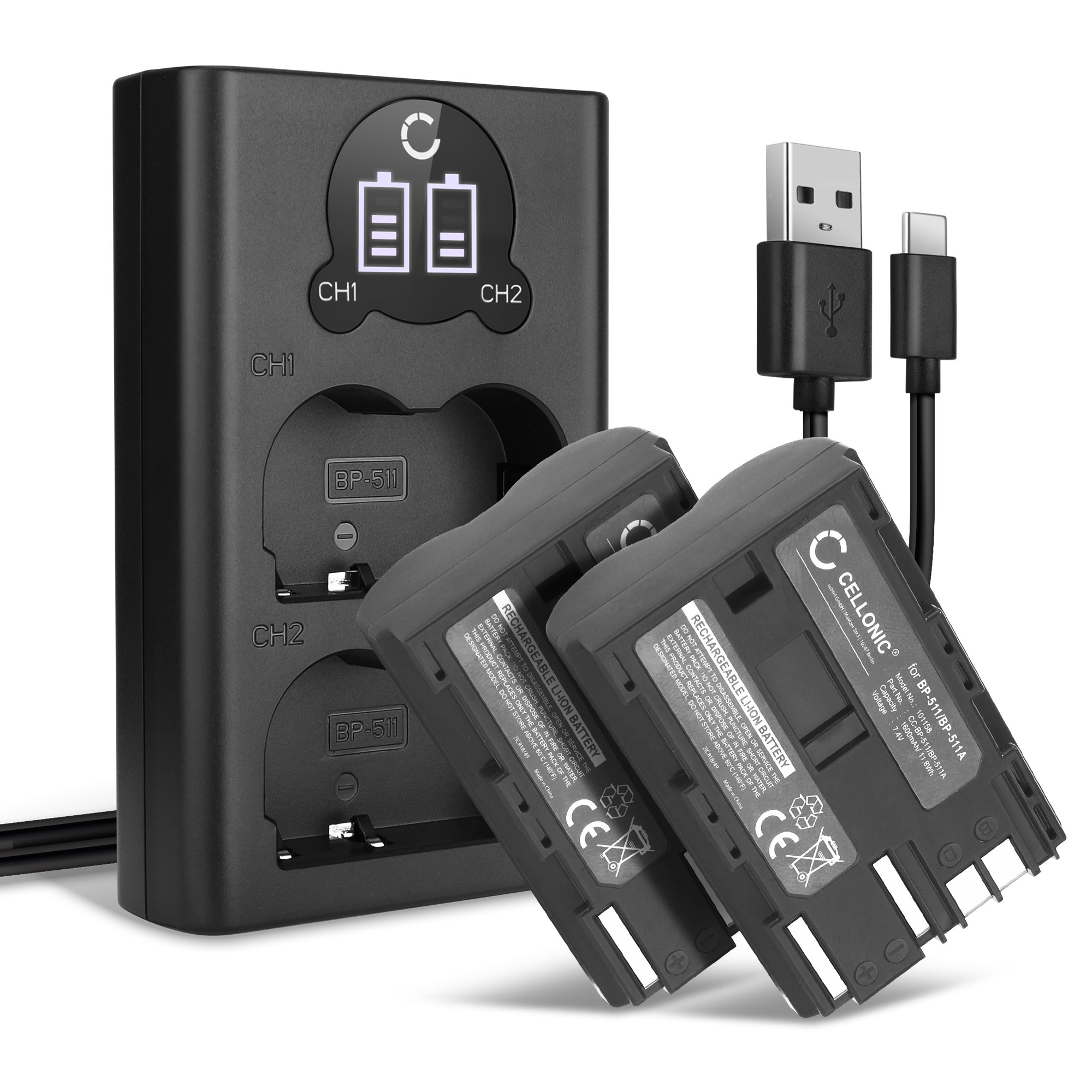 Set de 2 batteries et chargeur rapide pour Canon EOS 5D 50D 40D 30D