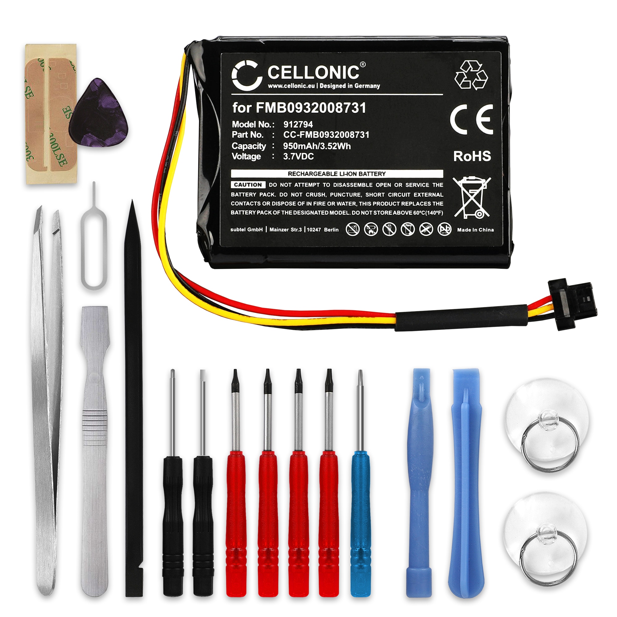 Batterie Pour TomTom Go 510, Go 50, Go 500, Go 600 - 950mAh, 3.7V Li-ion, Remplacement AHA11110005