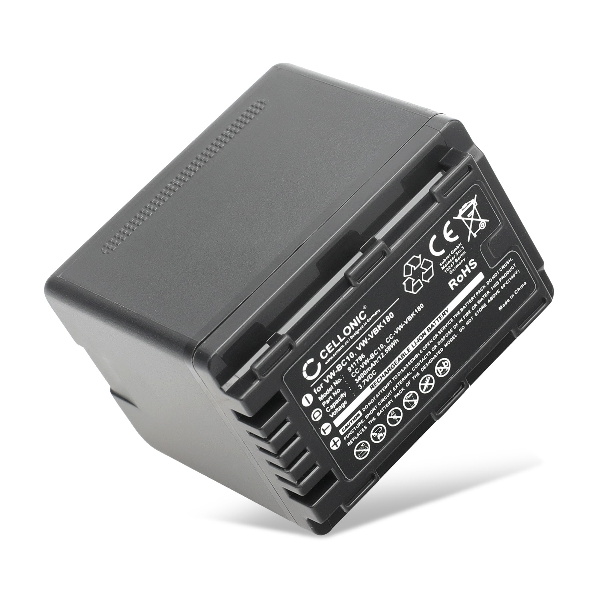 Cameron Sino Ersatzakku Für Panasonic Kameras – Kompatibel Mit HC-V10, SDR-T50 Uvm., 3400mAh, VW-VBK360