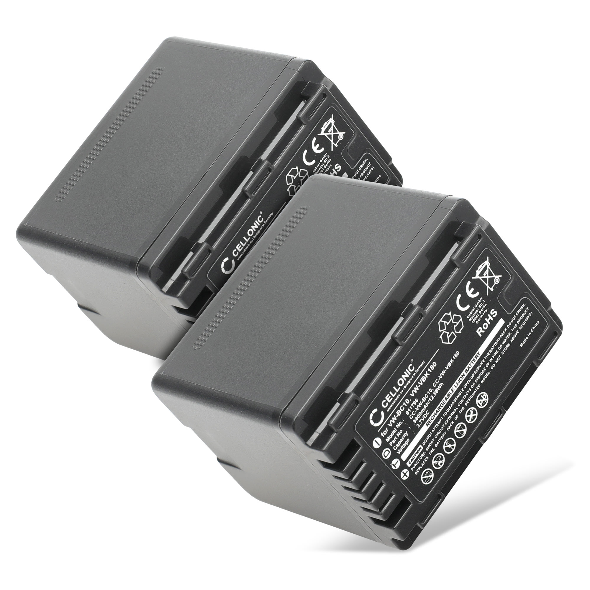 2x Batterie pour Panasonic HC-V10 HC-V100 HC-V100EG-K HC-V100M HC-V500 2x Batterie pour Panasonic HC-V10 HC-V100 HC-V100EG-K HC-V100M HC-V500