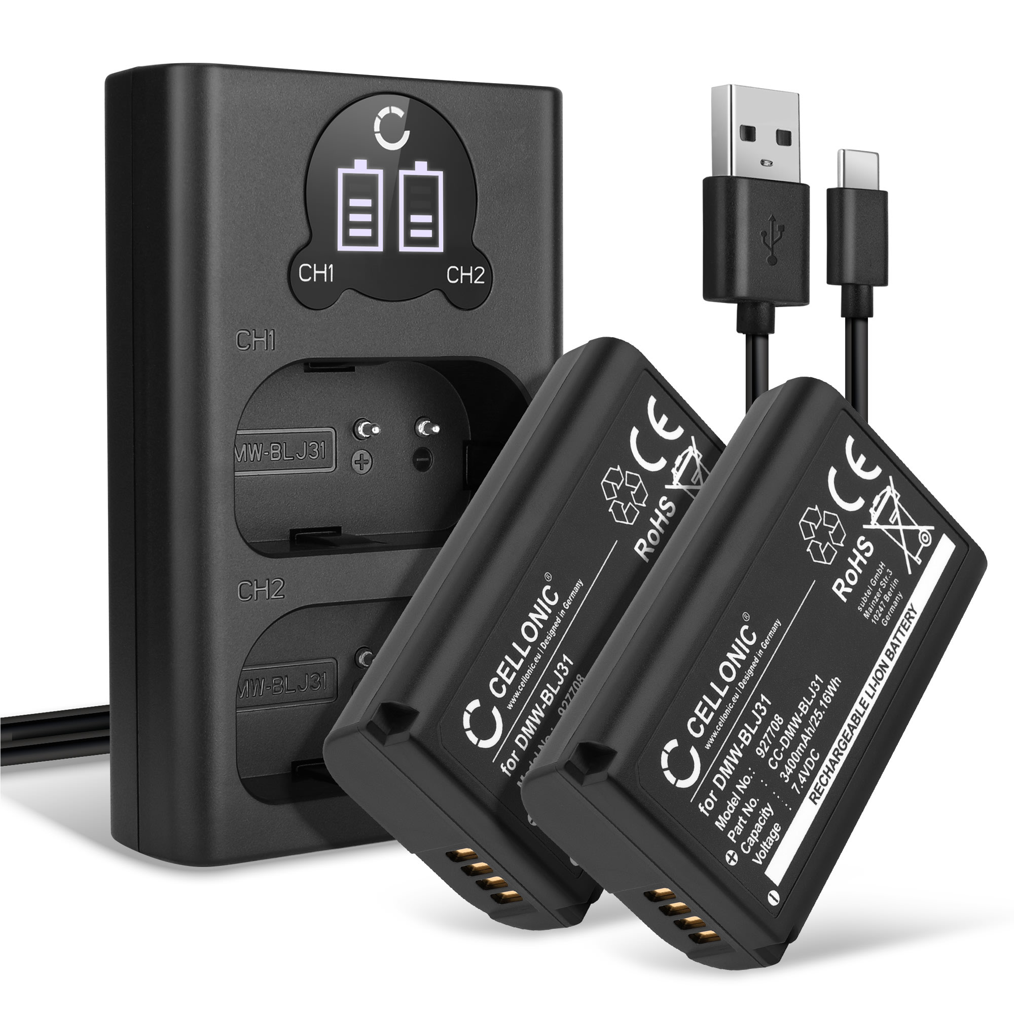 2x Dot.Foto DMW-BLJ31 Premium Batterij 3100mAh Voor Panasonic Lumix DC-S1 DC-S1R