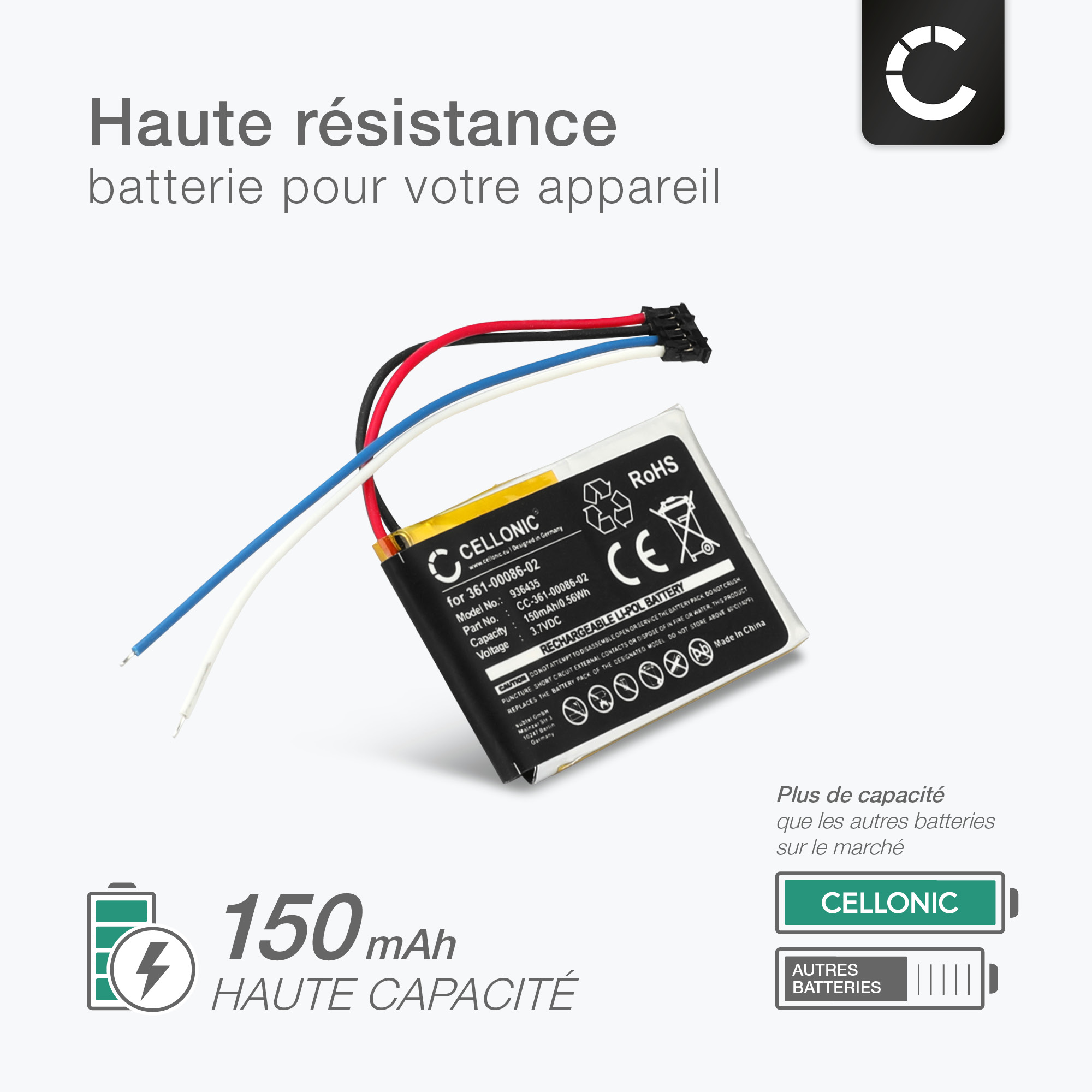 Batterie De Rechange 361-00105-00 Pour Garmin Edge 1030 / 1030 Plus – Haute Capacité Et Fiable