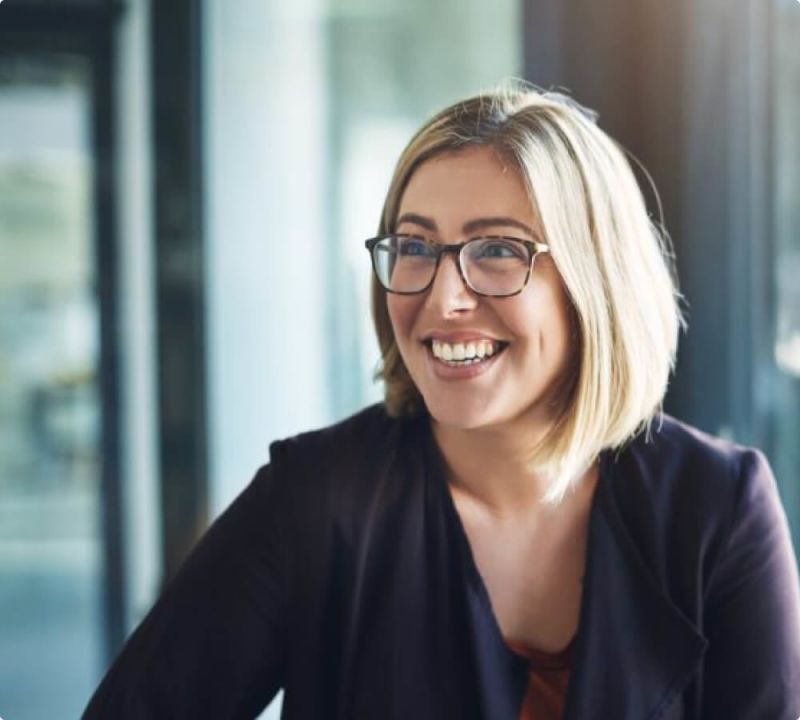 Office worker with a big smile