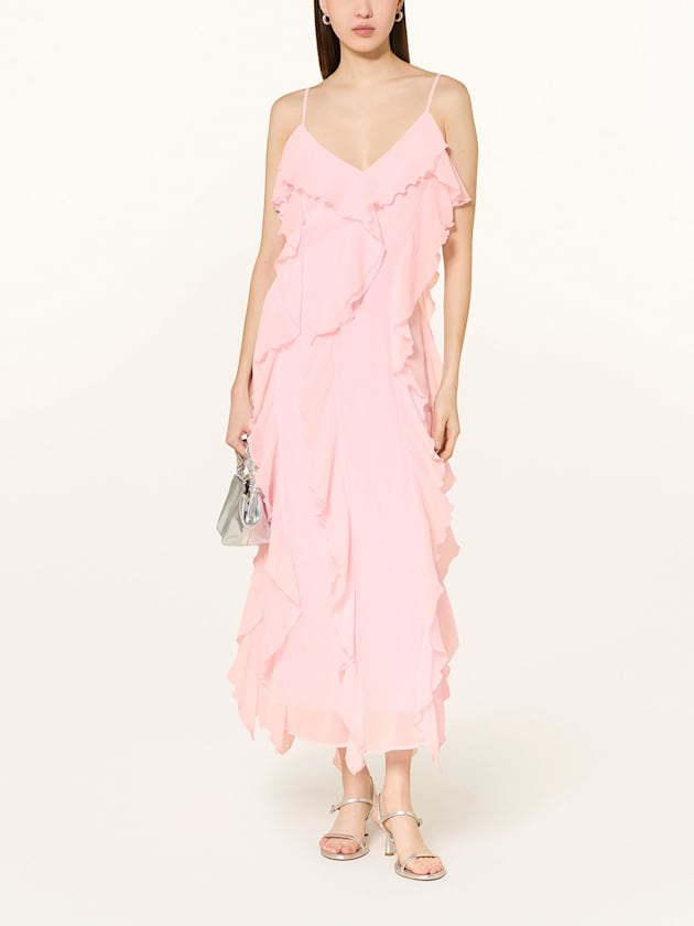 Kleid mit Volants in Rosa