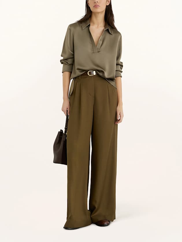 Blusenshirt aus Seide in Khaki
