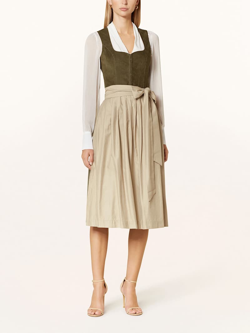 Dirndl in Dunkelbraun mit beiger Schürze