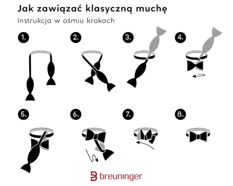 Klasyczne wiązanie muszki: instrukcja w ośmiu krokach