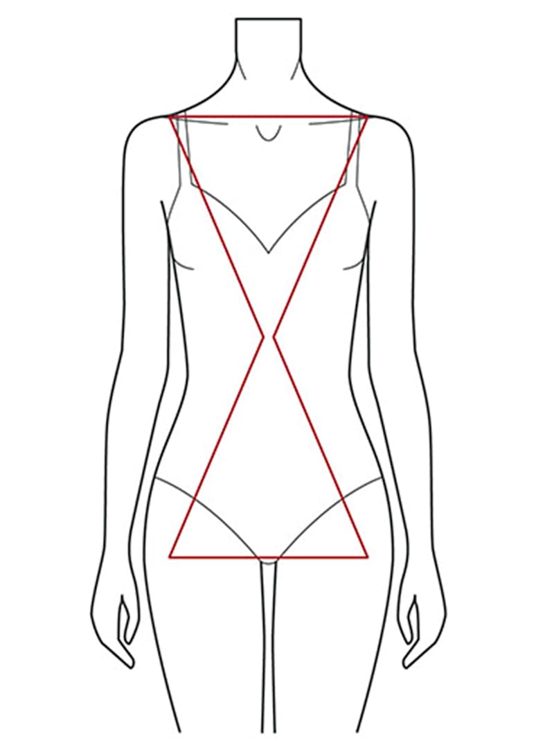 Illustration der X-Figur mit ähnlich breiten Schultern und Hüften sowie deutlich schmalerer Taille