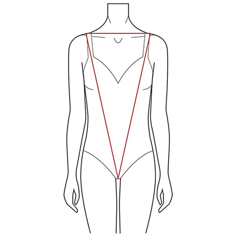 Illustration der V-Figur oder Apfelfigur mit breiterer Schulterpartie und schmalerer Hüfte