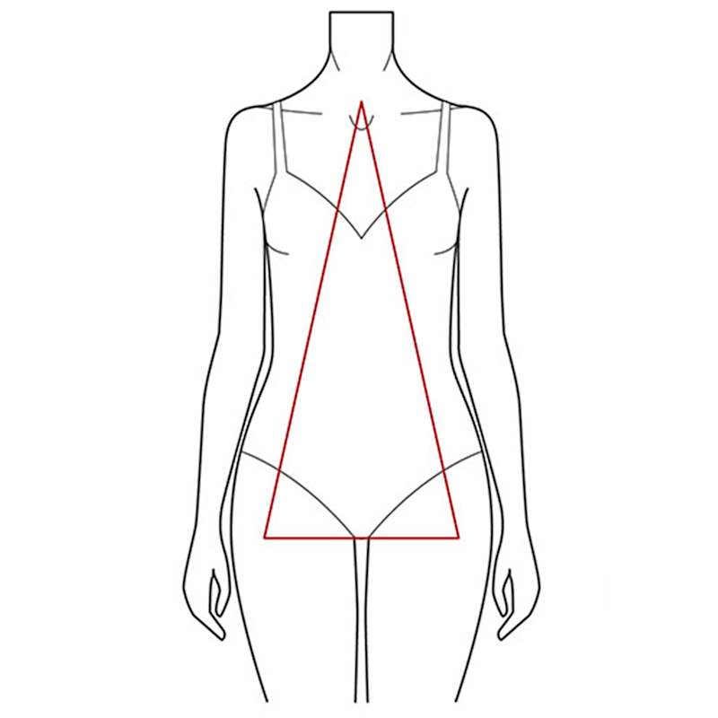 Illustration der V-Figur oder Apfelfigur mit breiterer Schulterpartie und schmalerer Hüfte