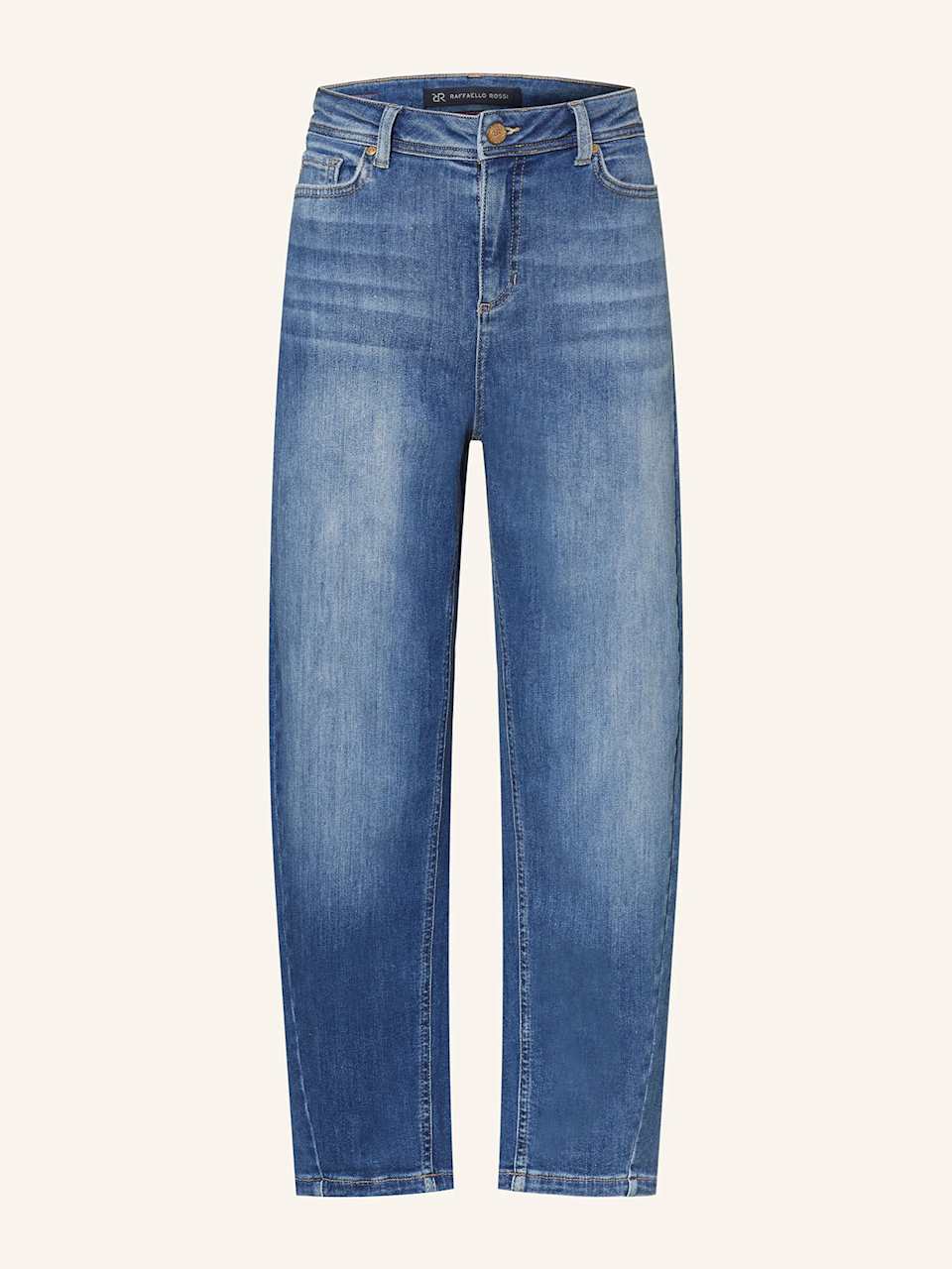 Blaue Mom-Jeans mit heller Waschung