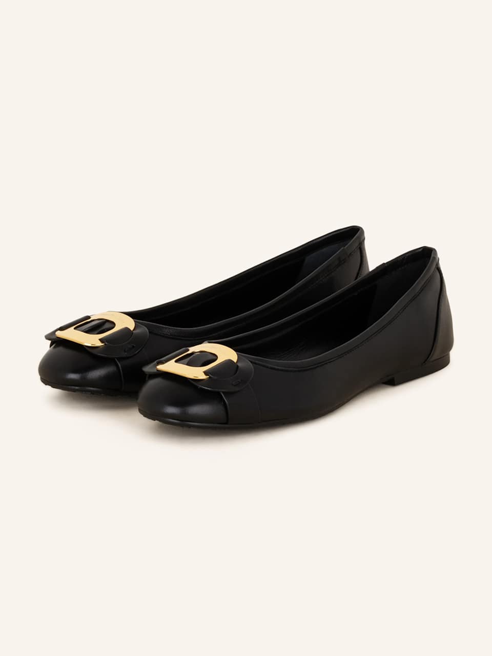 Schwarze Ballerinas mit goldener Verzierung