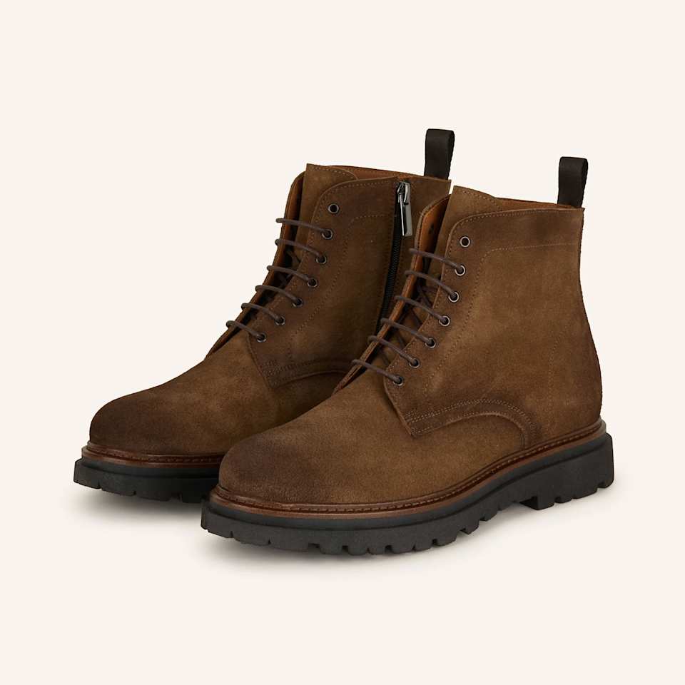 Braune Boots mit Schnürung und Reißverschluss