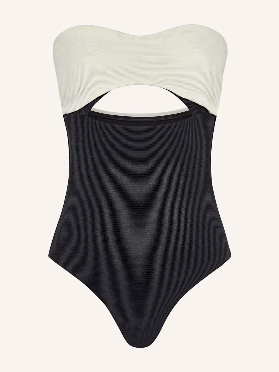 Bandeau-Badeanzug in Schwarz und Weiß
