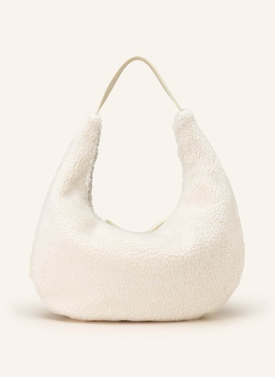 Weiße Schultertasche mit Teddyfell