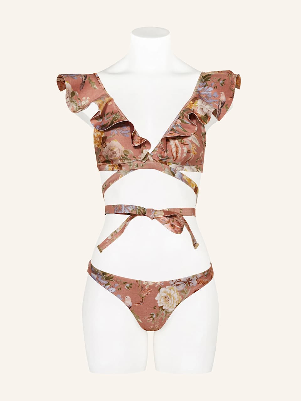 Bunter Bralette-Bikini mit Blumen-Ornamenten