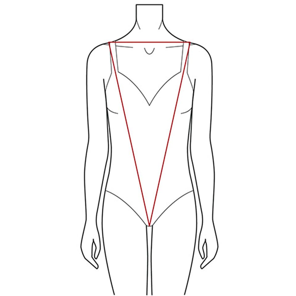 Illustration der V-Figur oder Apfelfigur mit breiterer Schulterpartie und schmalerer Hüfte