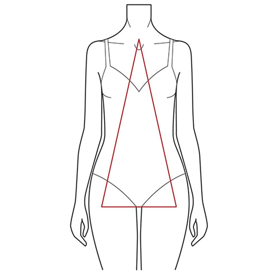 Illustration der A-Figur mit schmaleren Schultern, betonter Taille und breiterer Hüftpartie