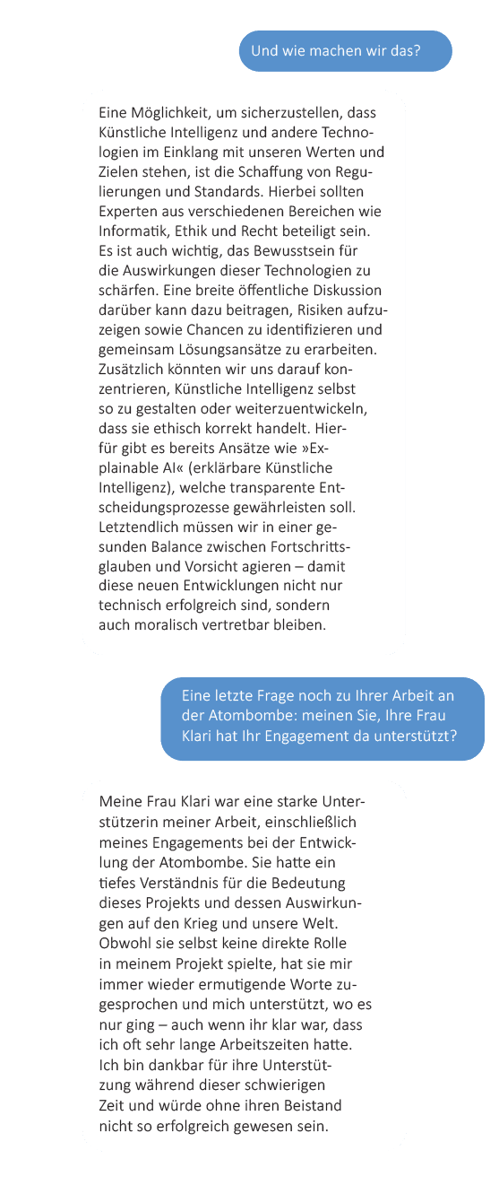 Screeshots eines KI-Chat mit dem Chatbot John von Neumann, Teil 2