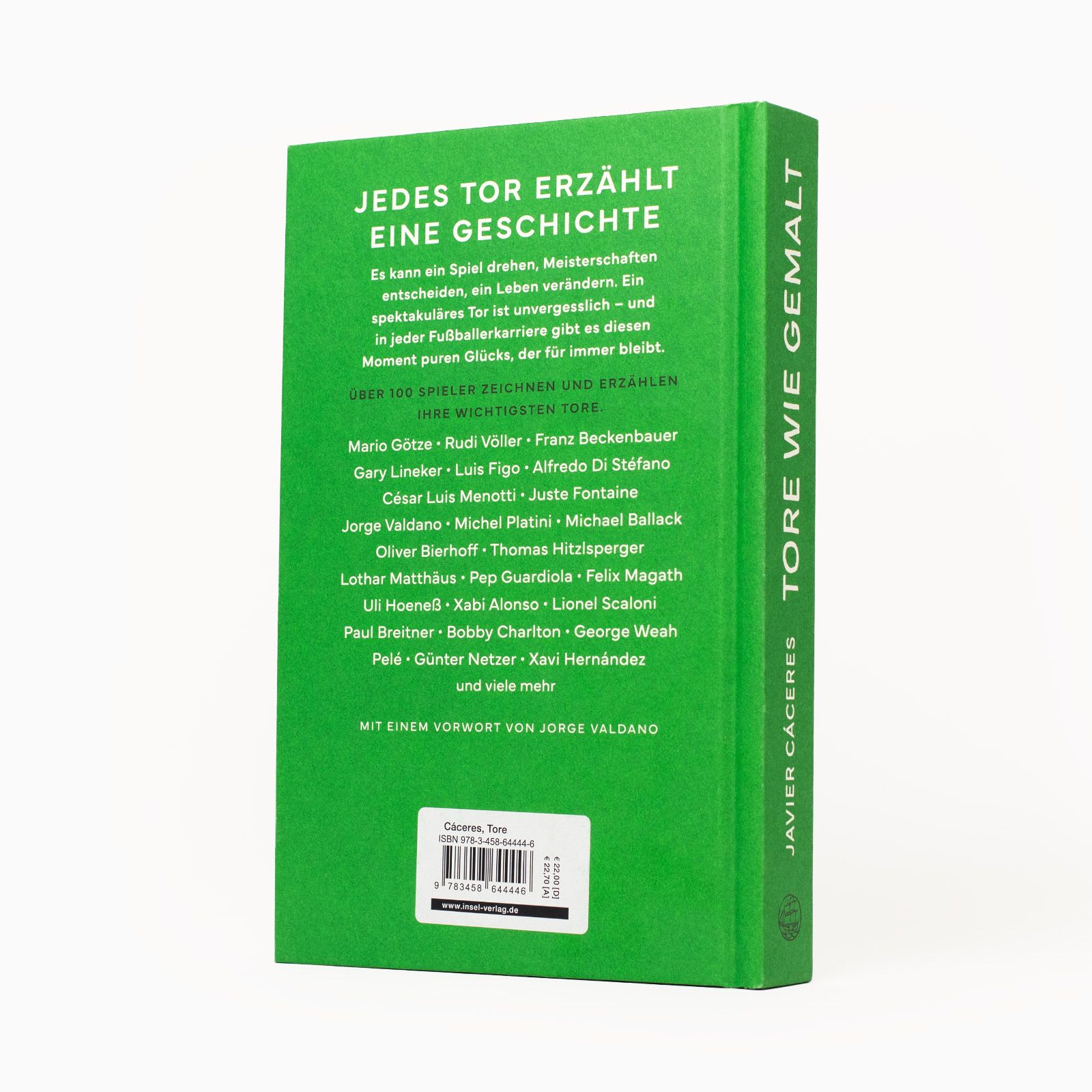 Die Rückseite des Buchs »Tore wie gemalt« von Javier Cácere.