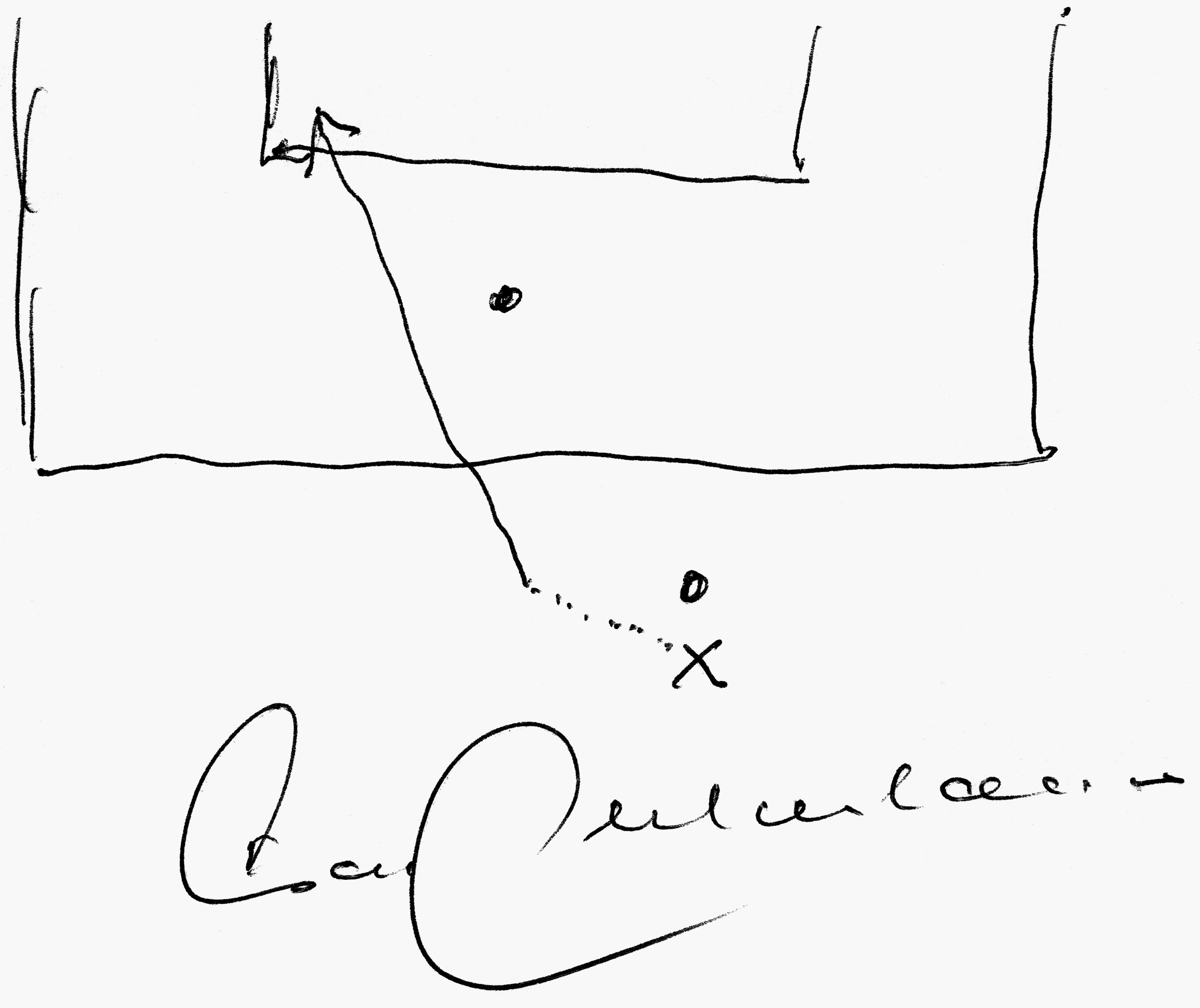 Eine Zeichnung aus dem Buch »Tore wie gemalt« von Javier Cáceres, die das Tor von Franz Beckenbauer bei der Weltmeisterschaft 1966 zeigt.