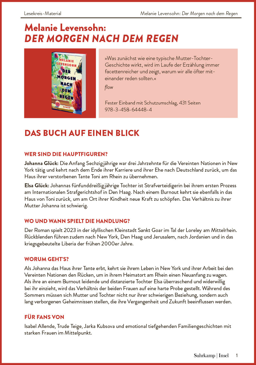 Lesekreis-Material zu "Unsere Jahre auf Fellowship Pont"