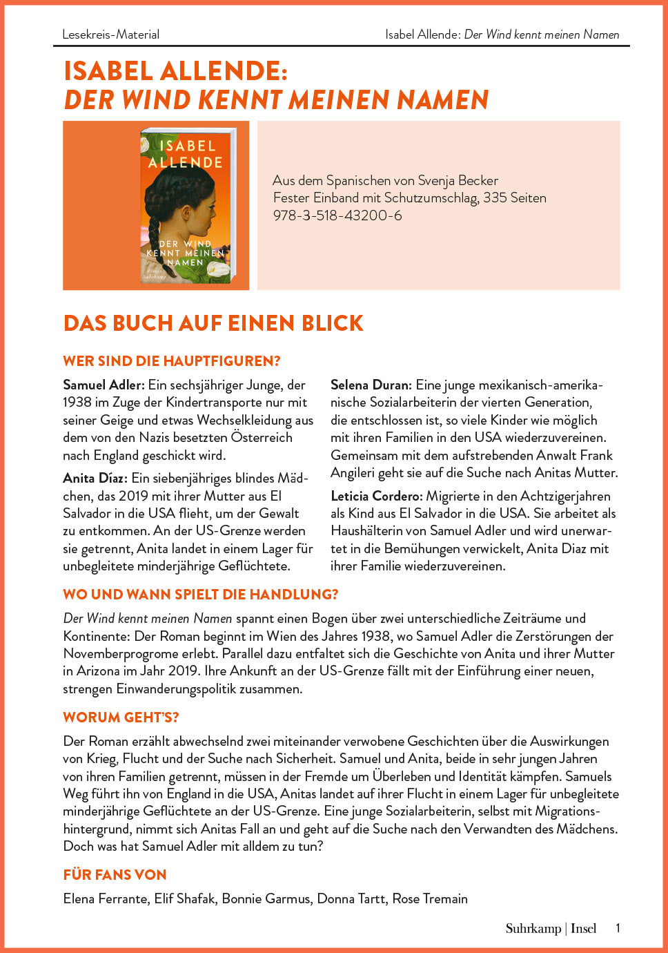 Lesekreis-Material zu "Unsere Jahre auf Fellowship Pont"