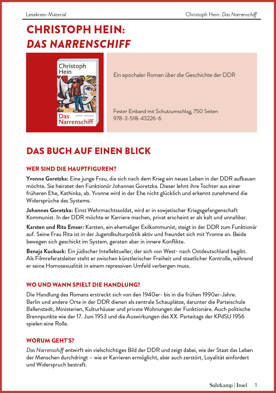 Lesekreis-Material zu "Das Narrenschiff"