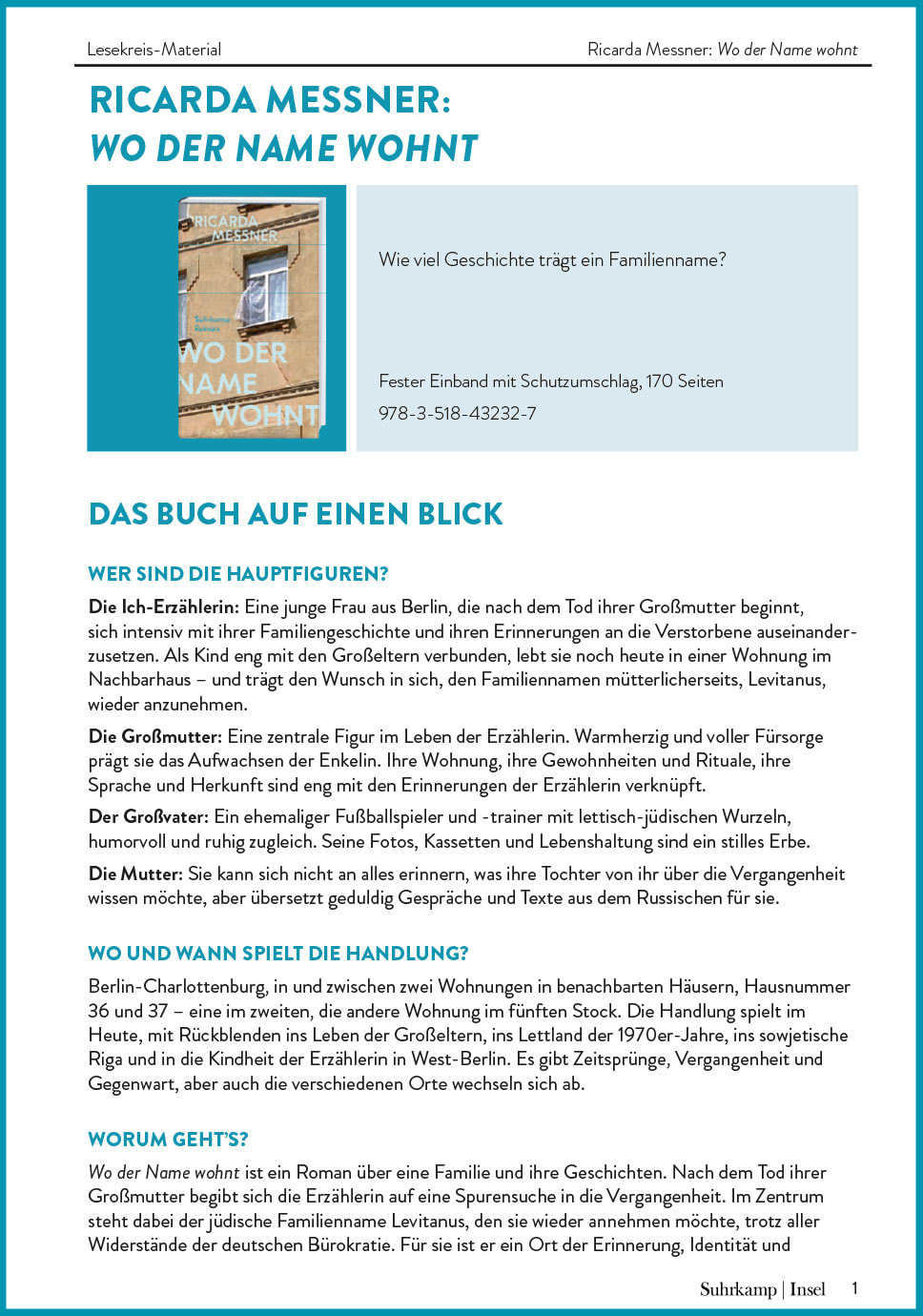 Lesekreis-Material zu "Wo der Name wohnt"