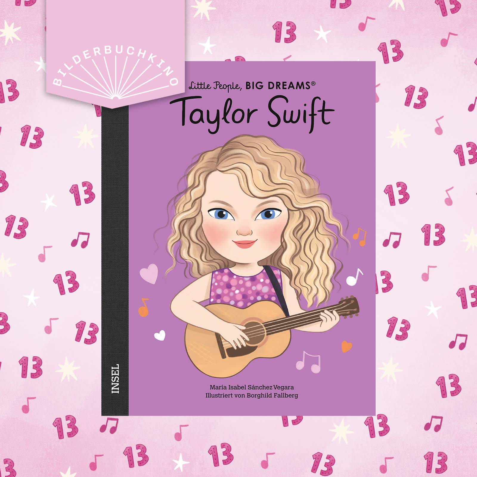 Ein Vorschaubild des Bilderbuchkinos zu »Little People, BIG DREAM: Taylor Swift« von María Isabel Sánchez Vegara. Zu sehen ist das Cover des Buchs.