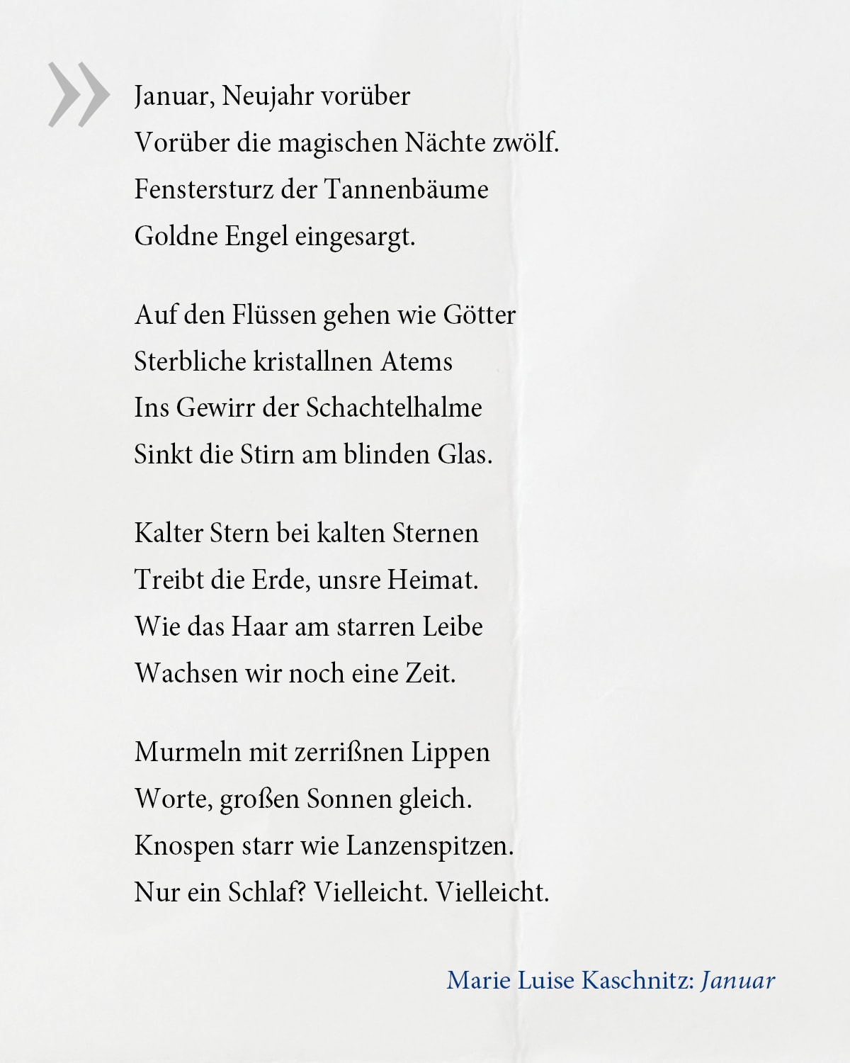 Das Gedicht »Januar« von Marie Luise Kaschnitz