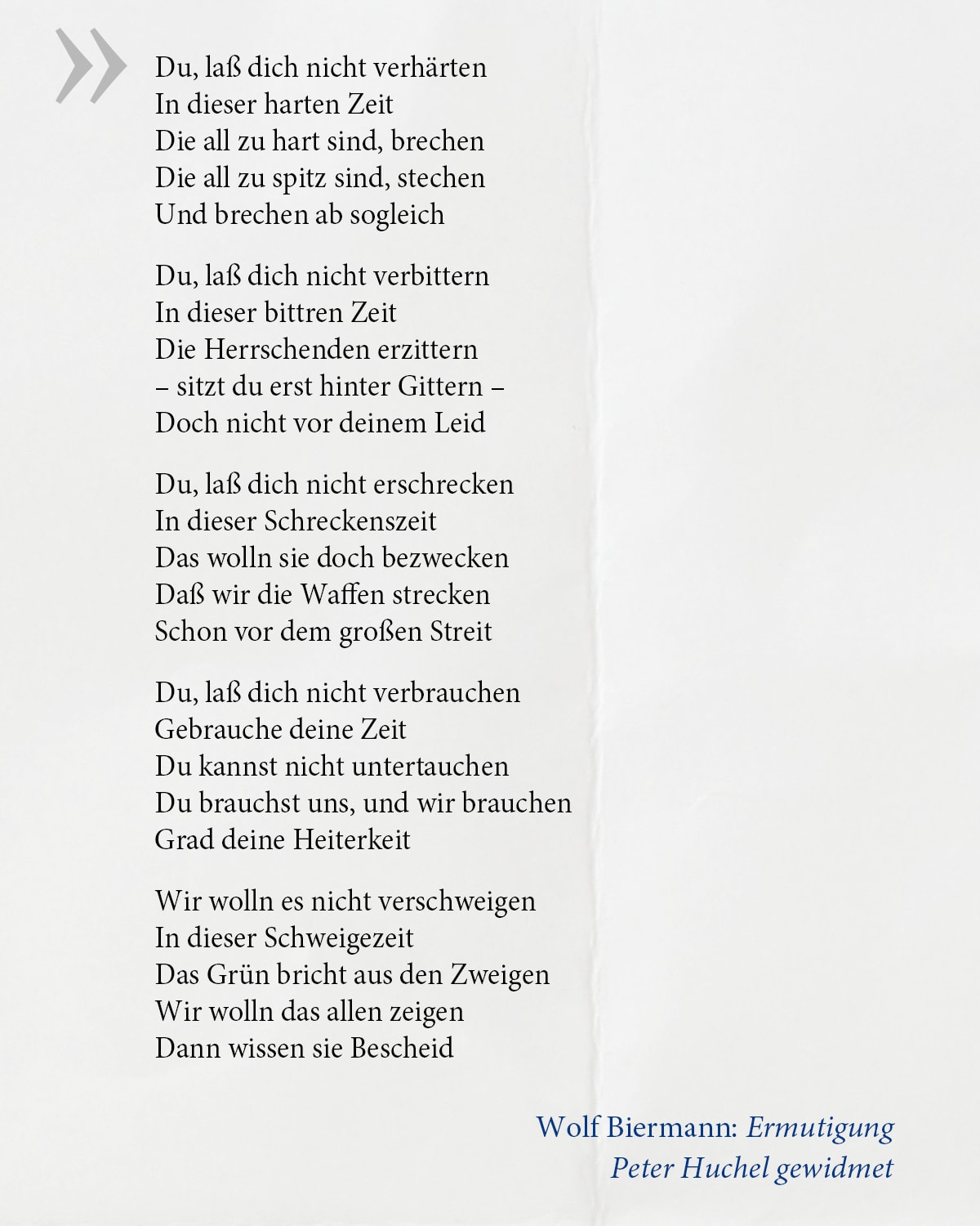 »Ermutigung« von Wolf Biermann